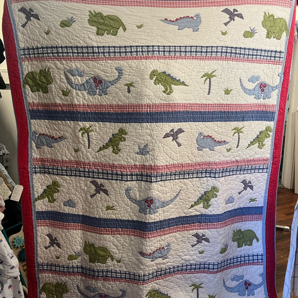 Pottery Barn Dinosaur Themed Twin Quilt and matching pillow!